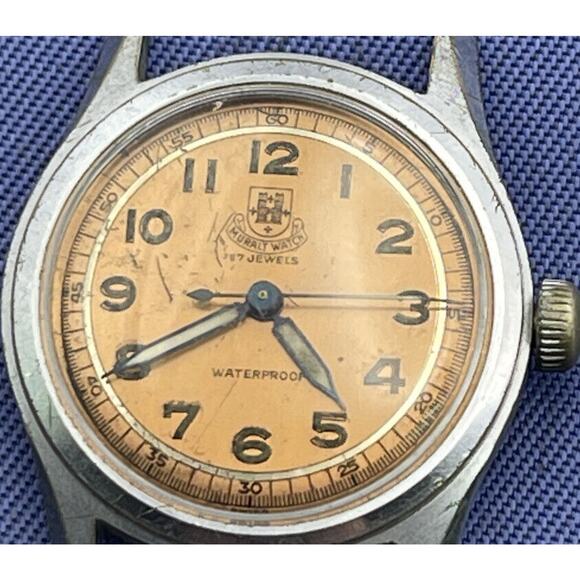 Vintage Muralt Mechanical Hand Wind Bronze Colored Dial Swiss Watch Runs - Picture 8 of 8